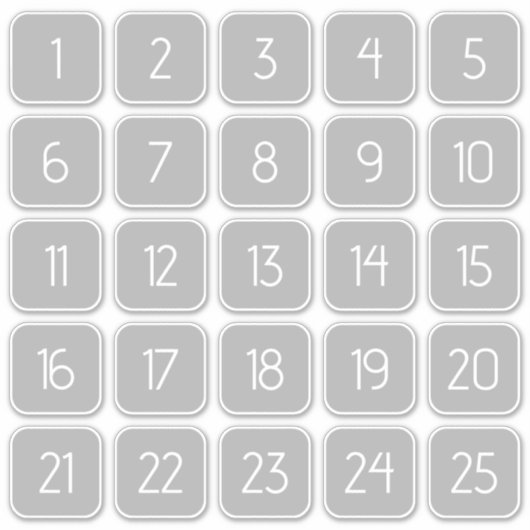 Light Gray Customizable Square Number Stickers  (Devant)
