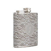 Light Gray Faux Tooled Leather Vinyl Heupfles (Rechts)