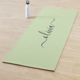Light green and black  monogram  yogamat