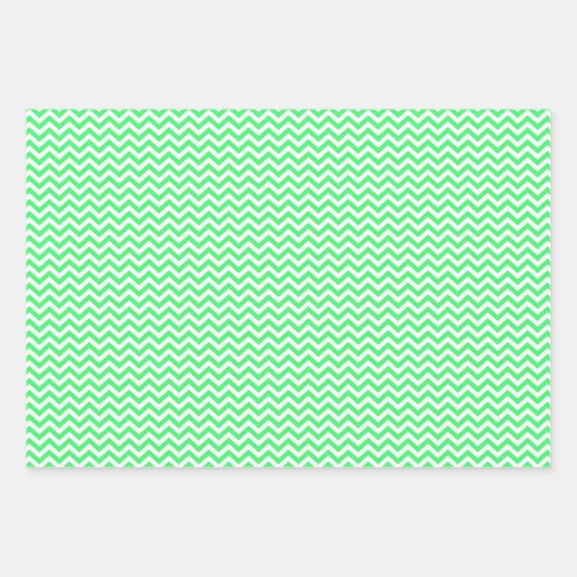 Light Green and White Stripes Chevron Polka Dots Inpakpapier Vel (Voorkant 3)