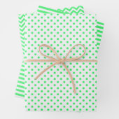 Light Green and White Stripes Chevron Polka Dots Inpakpapier Vel (In situ)
