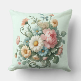 Light Green Botanical Floral Decorative Watercolor Kussen