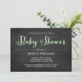 Light Green Chalkboard-Baby shower Kaart (Staand voorkant)