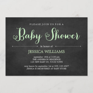 Light Green Chalkboard-Baby shower Kaart
