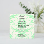 Light Green Damask Bridal Shower Invitation Kaart (Staand voorkant)
