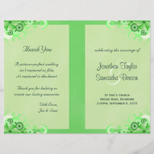 Light Green Floral Folded Wedding Programme