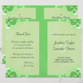 Light Green Floral Folded Wedding Programme (Voorkant / Achterkant)
