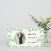 Light Green Flourish-fotokaart Bedankkaart (Staand voorkant)