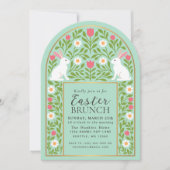 Light Green Folk Art Easter Brunch Arch Invitation Kaart (Voorkant)