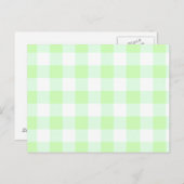 Light Green Gingham Check Patroon Briefkaart (Voorkant / Achterkant)