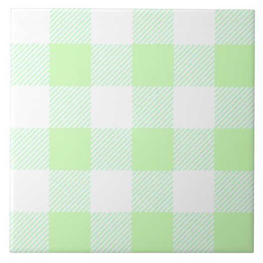 Light Green Gingham Check Patroon Tegeltje (Voorkant)