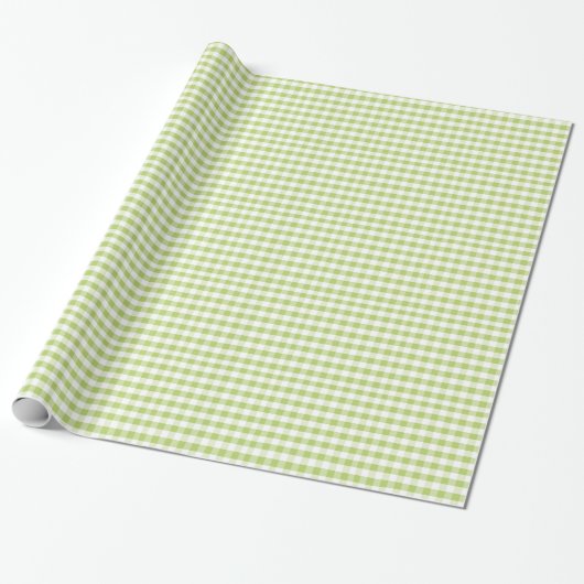 Light Green Gingham Pattern Cadeaupapier (Uitgerold)