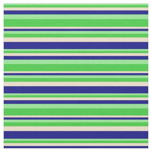 Light Green, Lime Green, Tan & Blue Pattern Stof (Close Up)