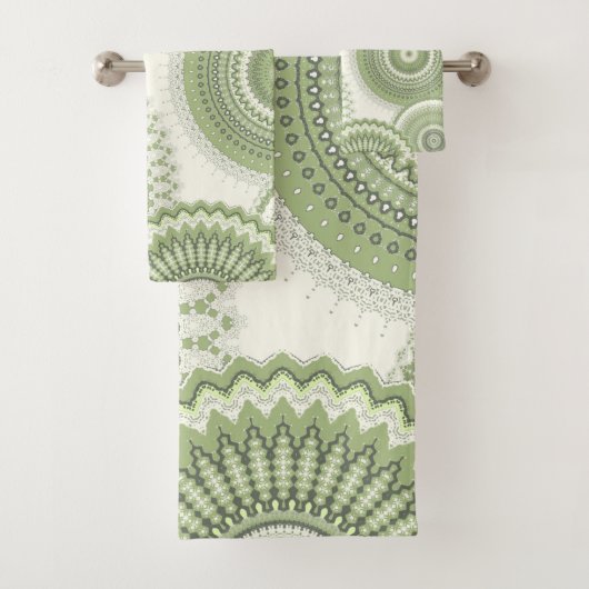 Light Green Multi Mandala  Bad Handdoek (Insitu)