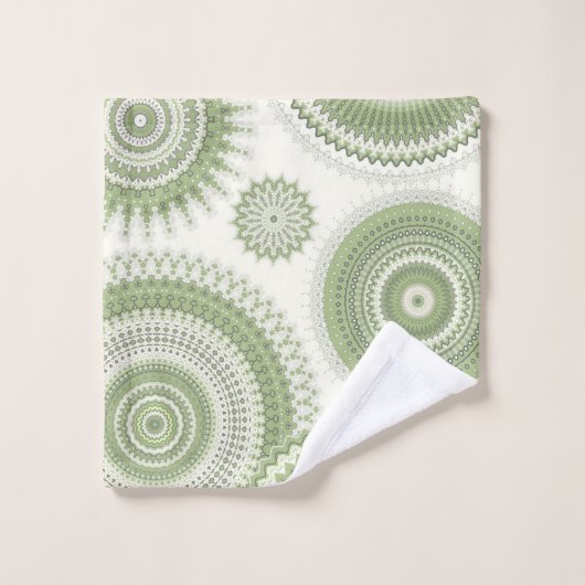 Light Green Multi Mandala  Bad Handdoek (Wasdoekje)