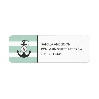 Light Green Nautical Anchor Monogram Etiket