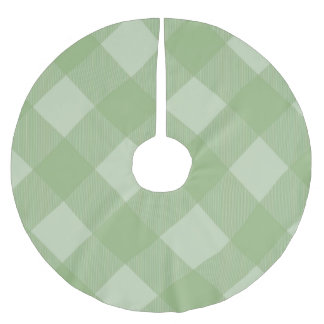Light Green Plaid Gingham Christmas Tree Skirt Kerstboom Rok