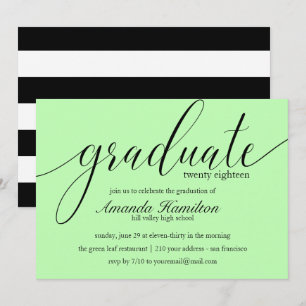 Light Green typografie Afstuderen Uitnodiging