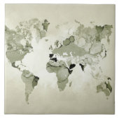 Light Green Wereldkaart Design 123 Tegeltje (Voorkant)