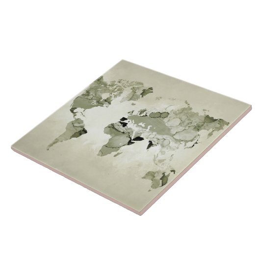 Light Green Wereldkaart Design 123 Tegeltje (Zijkant)