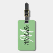 Light Green & White Custom Monogram Bagagelabel (Voorkant verticaal)