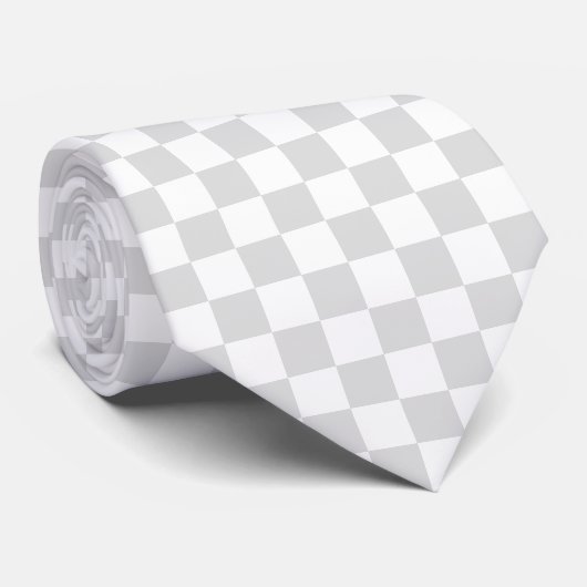 Light Grey and White Checker Pattern Stropdas (Opgerold)