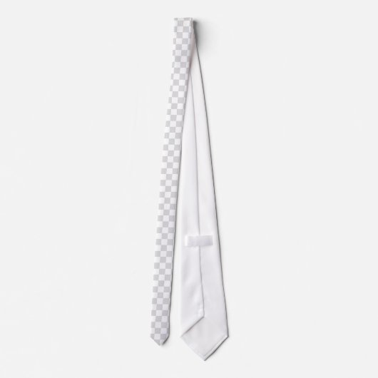 Light Grey and White Checker Pattern Stropdas (Achterkant)