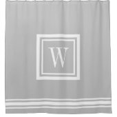 Light Grey and White Classic Square Monogram Douchegordijn (Voorkant)