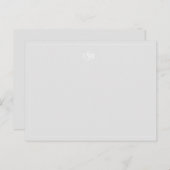 Light Grey and White Monogrammed Note Briefkaart (Voorkant / Achterkant)