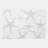 Light Grey and White Starfish Pattern. Theedoek (Horizontaal)