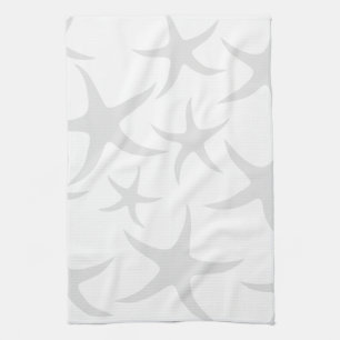 Light Grey and White Starfish Pattern. Theedoek