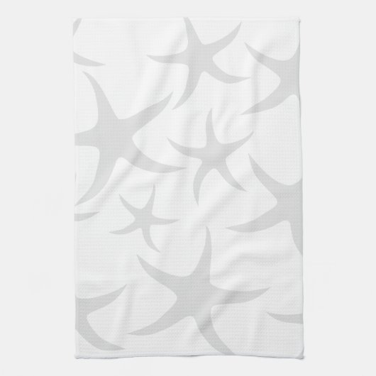 Light Grey and White Starfish Pattern. Theedoek (Verticaal)
