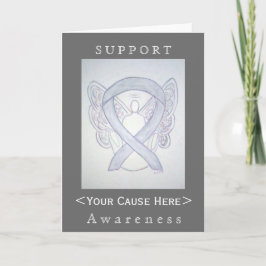 Light Grey Awareness Ribbon Angel Gepersonaliseerd Kaart