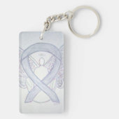 Light Grey Awareness Ribbon Angel Key chain Sleutelhanger (achterkant)