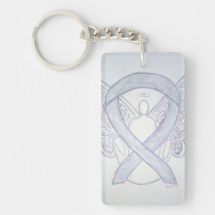 Light Grey Awareness Ribbon Angel Key chain Sleutelhanger