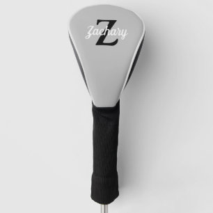 Light Grey Black White Retro Monogram op maat Golfheadcover