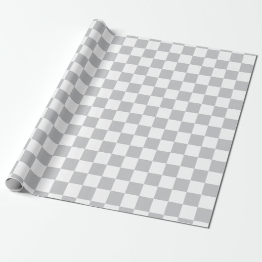 Light Grey Checkerboard Patroon Cadeaupapier (Uitgerold)