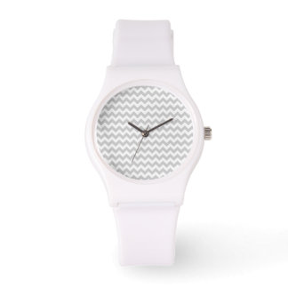 Light Grey Chevron Stripes Horloge