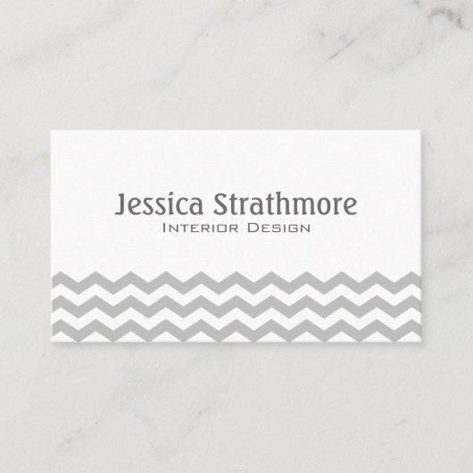 Light Grey Chevron Stripes Pattern Visitekaartje (Voorkant)
