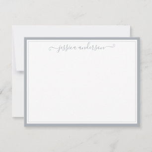 Light Grey Elegant Modern Meys Classic Script Notitiekaartje