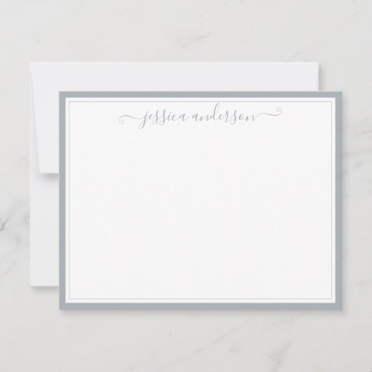 Light Grey Elegant Modern Meys Classic Script Notitiekaartje (Voorkant)