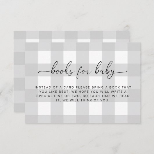 Light Grey Gingham Books Request Insert Kaart (Voorkant / Achterkant)