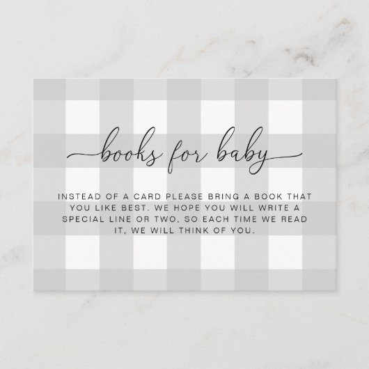 Light Grey Gingham Books Request Insert Kaart (Voorkant)
