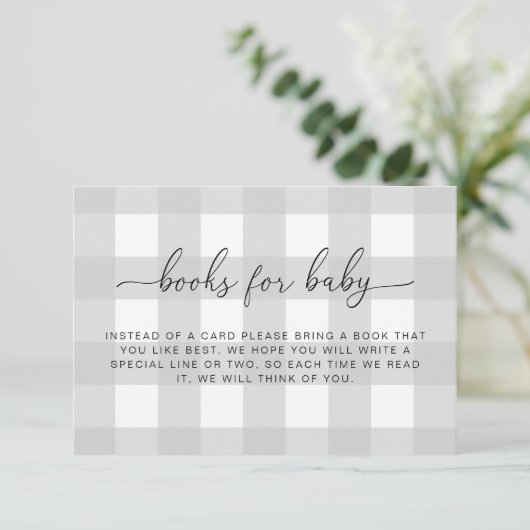 Light Grey Gingham Books Request Insert Kaart (Staand voorkant)