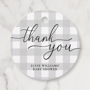 Light Grey Gingham Dank u voor het ronde Label