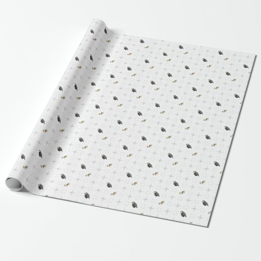 Light Grey Graduation Caps and Diploma Pattern Cadeaupapier (Uitgerold)