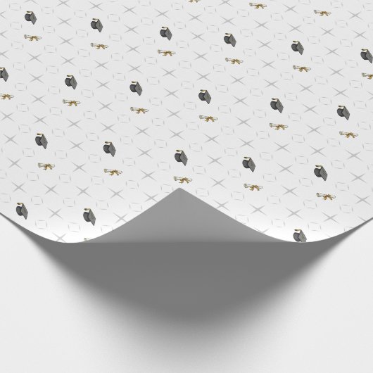 Light Grey Graduation Caps and Diploma Pattern Cadeaupapier (Hoek)