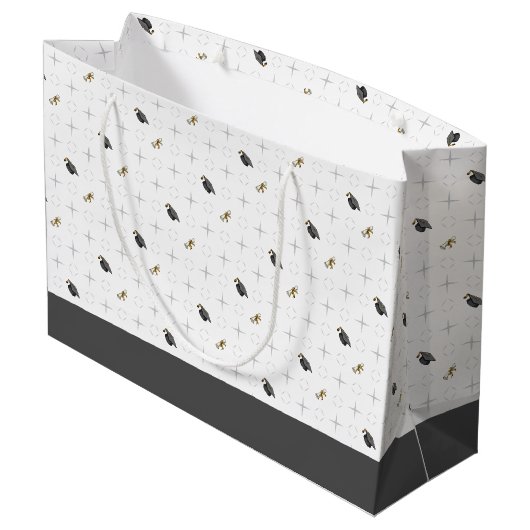 Light Grey Graduation Caps and Diploma Pattern Groot Cadeauzakje (Achterkant Gekanteld)