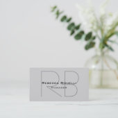 Light Grey Monogram Manager Visitekaartje (Staand voorkant)