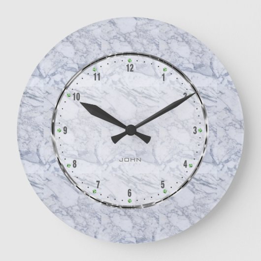 Light Grey Natural Marble Stone Pattern Grote Klok (Voorkant)
